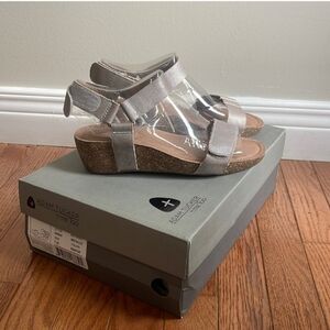 Adam Tucker by Me Too pewter metallic sandals